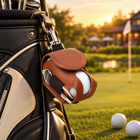 Leather Golf Ball Pouch lifestyle image for LeisureNest Clubhouse