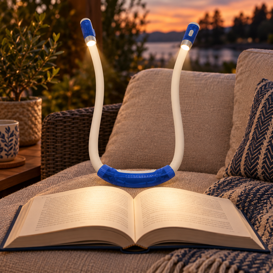 Hands-Free Neck Reading Light lifestyle image for LeisureNest Clubhouse