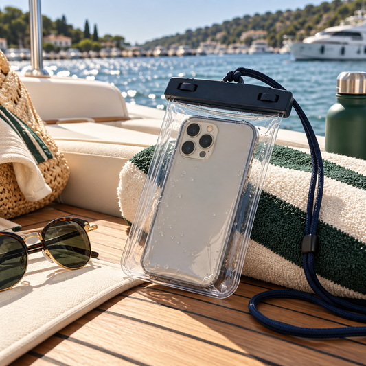 Waterproof phone pouch for boating, beach and travel